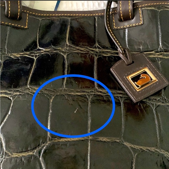 Dooney & Bourke Croco-Embossed Leather Double Strap Tassle Bag - Picture 8 of 14